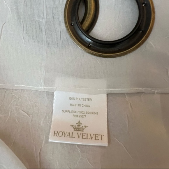 6 - 52" X 63" Royal Velvet Beige Textured Semi Sheer Window Panels with Grommets - Picture 3 of 6